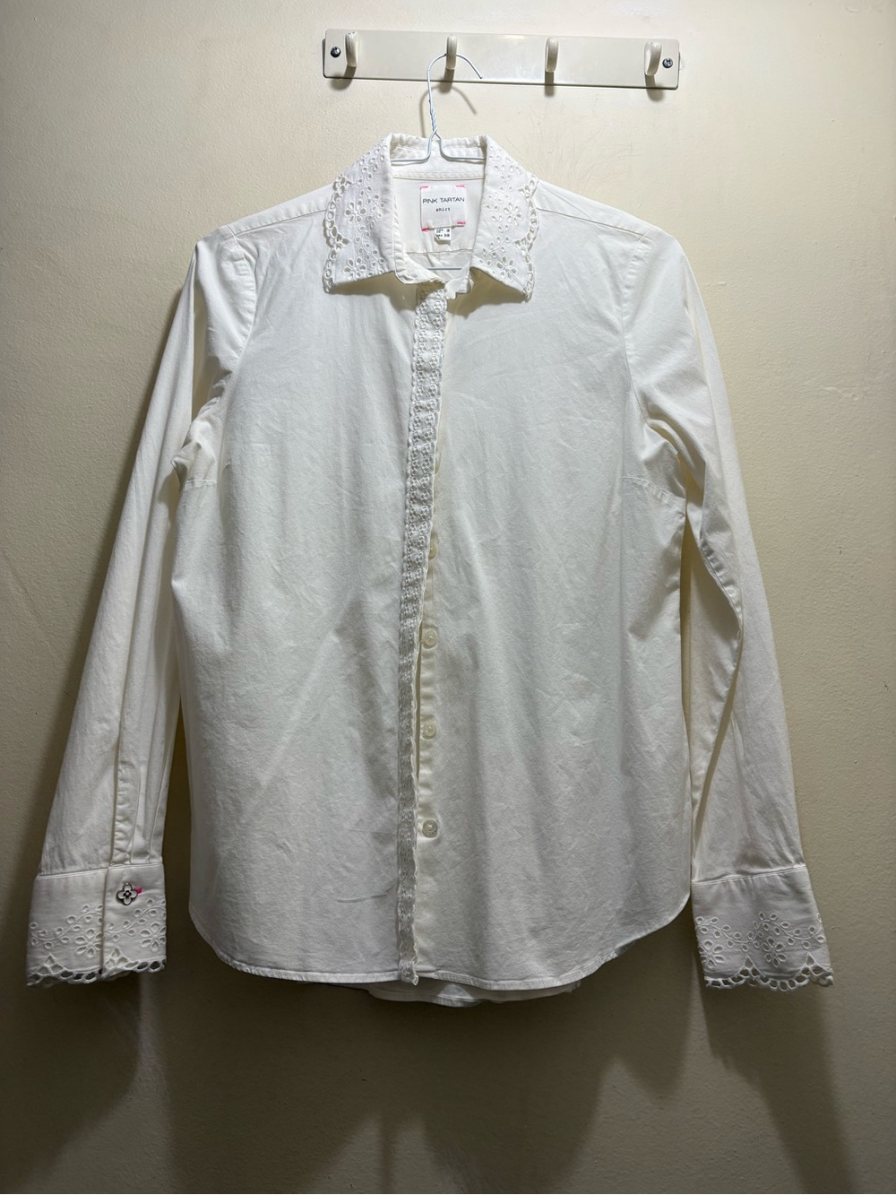 Pink Tartan White Eyelet-Trim Dress Shirt
